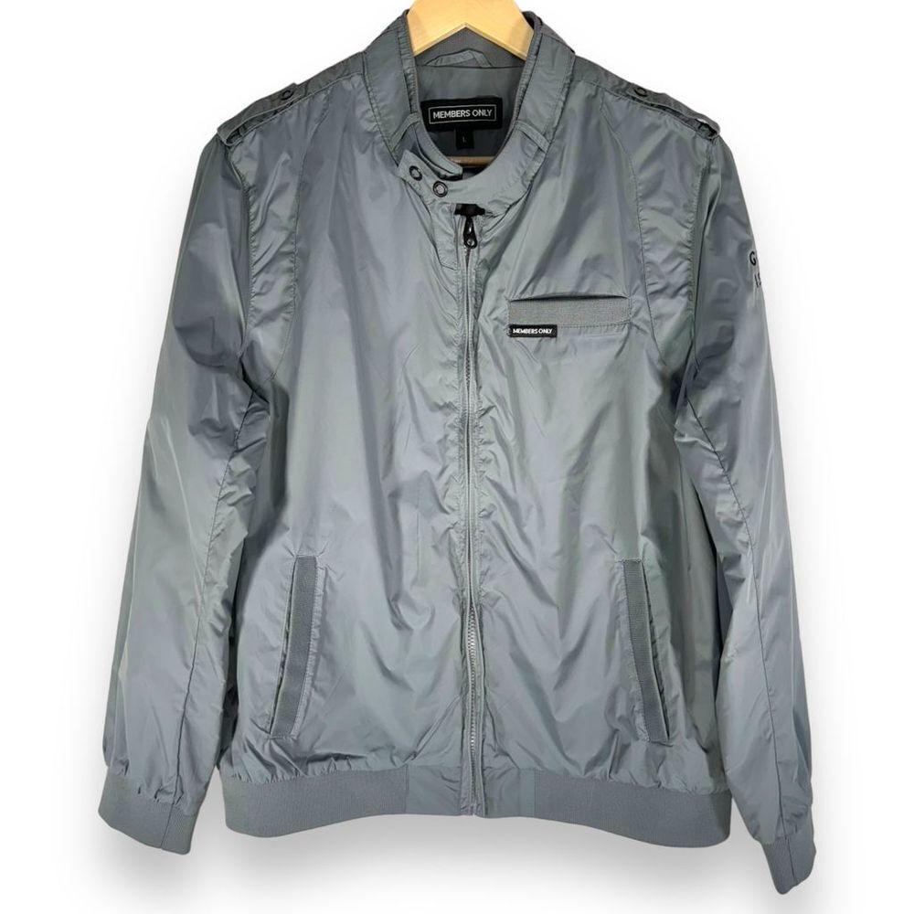 Members Only Iconic Racer Bomber Jacket Gray Goose Island Beer Co Men's L